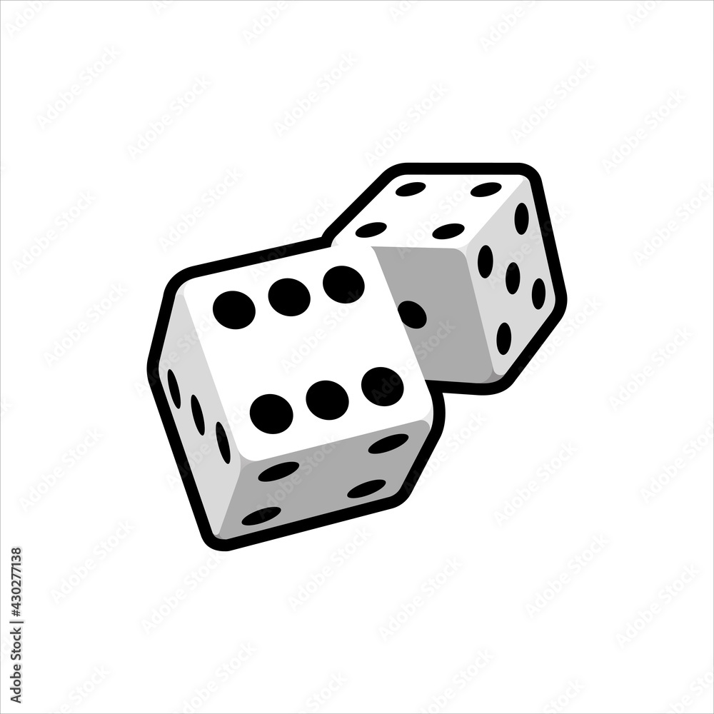 Two falling realistic dice on a white background. Casino design for web applications, infographics, advertising, layout. Vector illustration. Two falling realistic dice on a white background. Casino design for web applications, infographics, advertising, layout. Vector illustration.