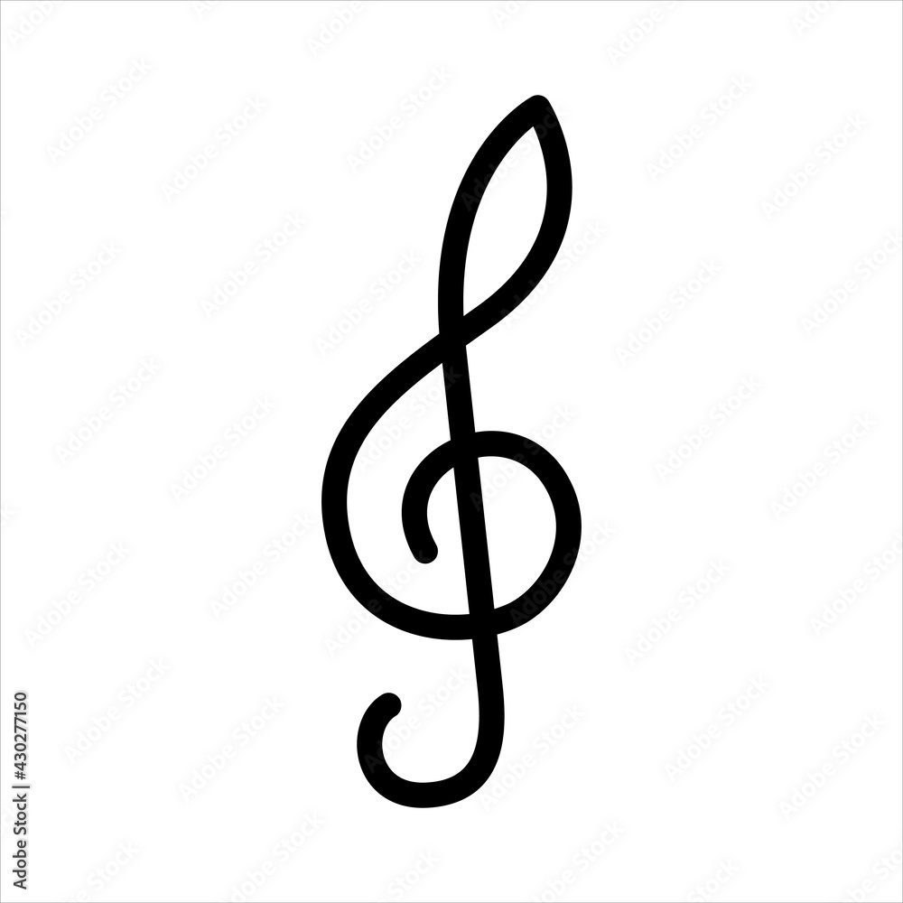 Classic treble clef symbol for websites and music applications.Graphic, linear, isolated logo for music. Vector illustration. Classic treble clef symbol for websites and music applications.Graphic, linear, isolated logo for music. Vector illustration.