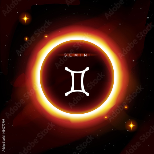 Gemini zodiac symbol in modern, luxury, esoteric, celestial, boho style, fit for paranormal, tarot reader, astrology, horoscope