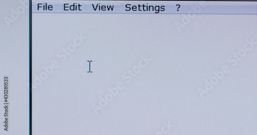 Computer screen with empty new document