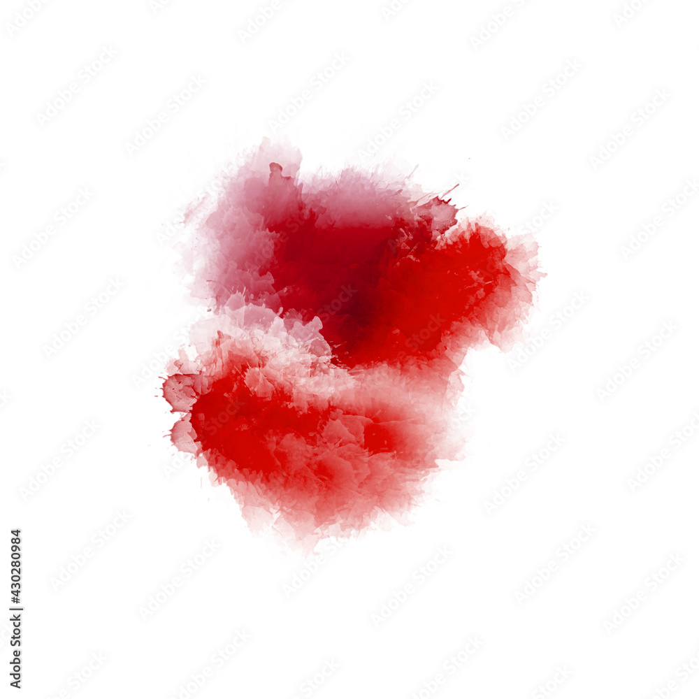 Fototapeta Digital painting Red palette Vibrant chaotic ink brushstrokes isolated on white backdrop Watercolor bouquet Abstract texture Creative sketch