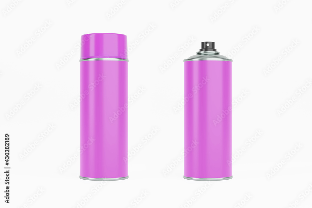 Spray paint can with magenta cap and magenta label. Isolated on white background for mock-up, branding. Spray paint can with magenta cap and magenta label. Isolated on white background for mock-up, branding.