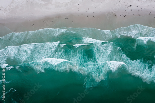Stunning overhead view of turquoise ocean waves photo