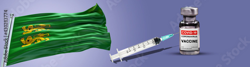 Dhekelia Garrison Flag with Vaccines Coronavirus Covid-19 and large Gradient Single Flag  photo