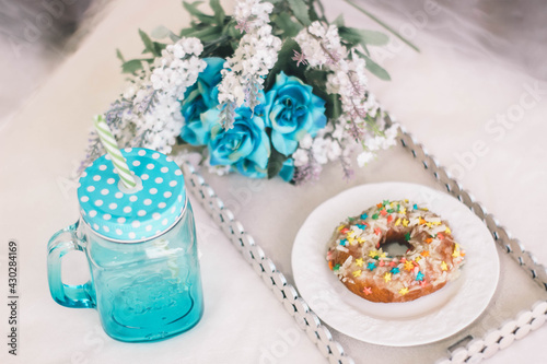 Donut and flowers