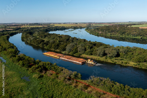 barge tug transporting commodity along the Tiete-Parana Waterway