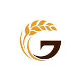 Grain letter G logo concept template suitable for organic food icon, rice product label, agriculture, foodstuffs, bread ingredient and others