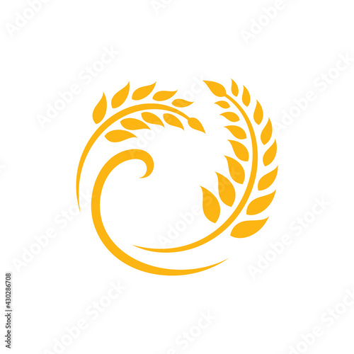 Simple wheat logo template suitable for food icon, rice label, agriculture, organic product, foodstuffs, bread ingredient and others