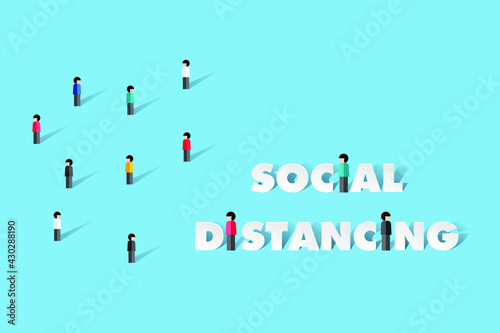Social distancing or physical distancing to prevent virus spreading. illustrator Vector 