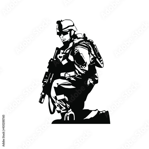 Illustration Vector graphic of soldier fit for military, navy, infantry etc.