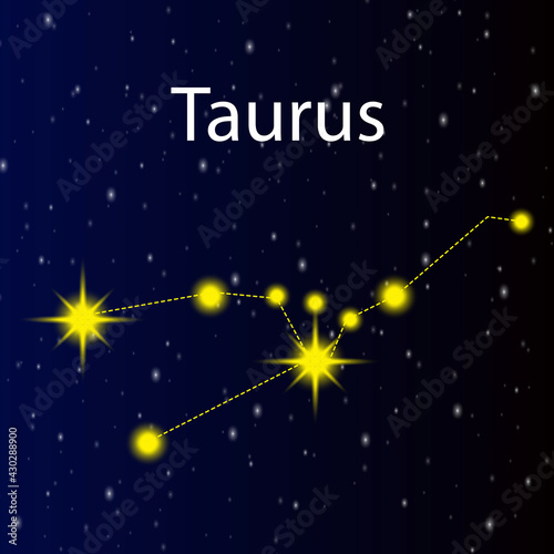 Constellation taurus. Blue background. Moon magic. Vector illustration. Stock image. EPS 10.