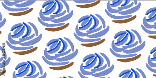 青いバラの花のパターンのイラスト
