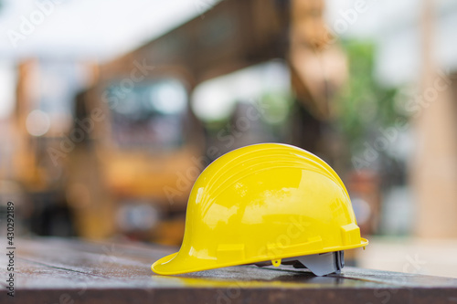Yellow helmet safety , Hard hat equipment protection worker Engineer technician employee , Labor day concept