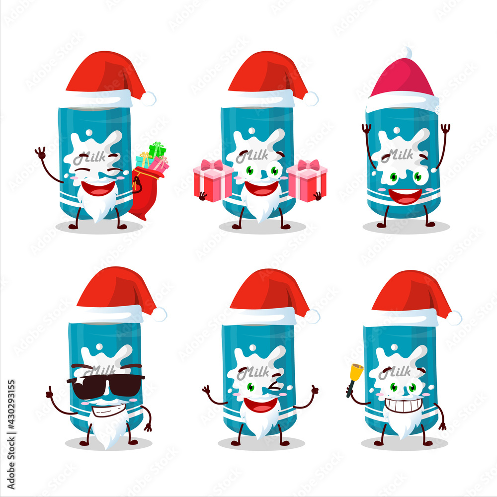 Santa Claus emoticons with milk can cartoon character