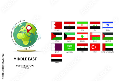 Middle east countries flag vector. all world countries national flags.