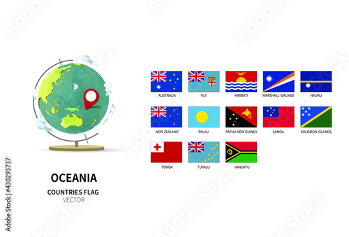 Oceania countries flag vector. all world countries national flags.