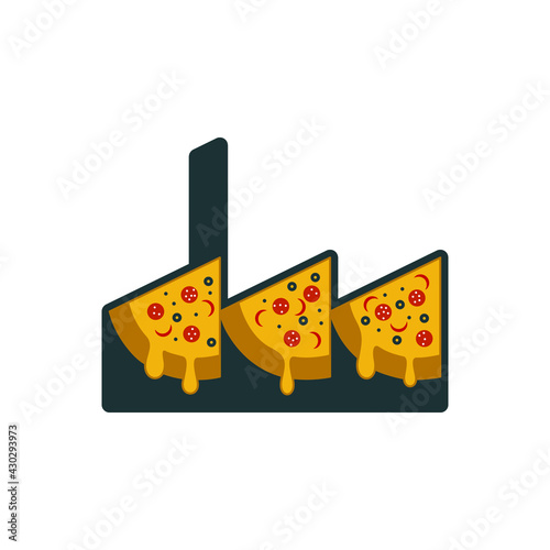 Abstract graphic illustration of a pizza factory