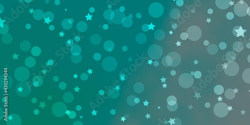Light Green vector layout with circles, stars.