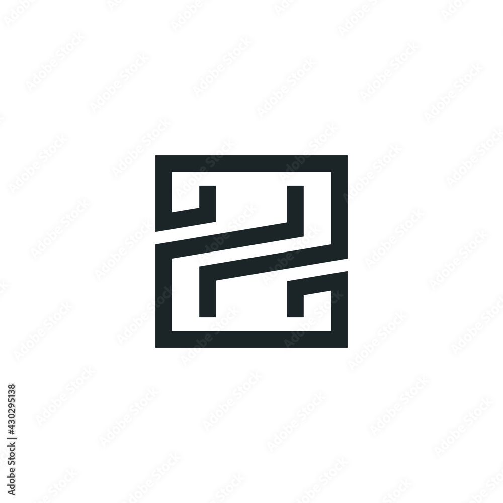 Abstract graphic combination of letters Z and H in a square shape