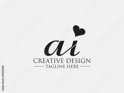 Abstract small letter ai logo. This logo icon incorporate with abstract cross line logo in the creative way. black and white bacground logo.