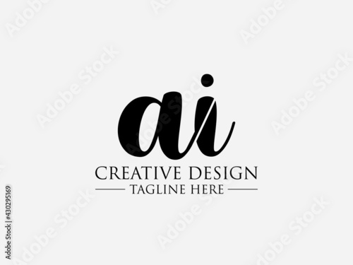 Abstract small letter ai logo. This logo icon incorporate with abstract cross line logo in the creative way. black and white bacground logo.