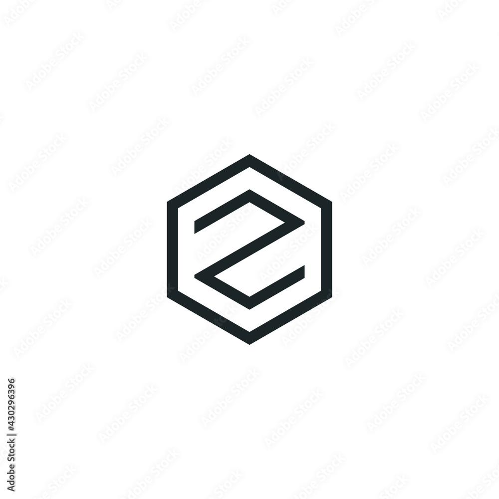 Abstract graphic illustration of letter Z or letter E in a hexagon frame. It can be used as a logo sign, serve as part of the design in the graphic design of different projects Abstract graphic illustration of letter Z or letter E in a hexagon frame. It can be used as a logo sign, serve as part of the design in the graphic design of different projects