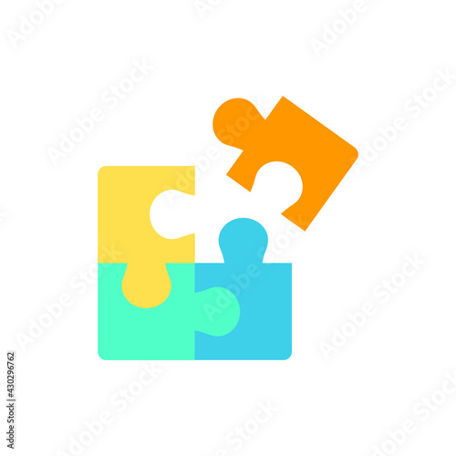 Puzzle icon. Simple flat style. Jigsaw symbol, pictogram, single, piece, business, teamwork logo concept design. Vector illustration isolated on white background. EPS 10. © Fourdoty