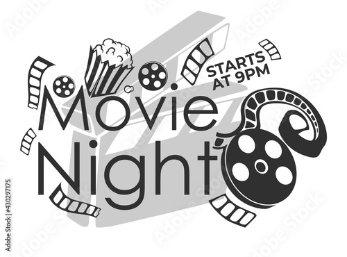 Movie night start at 9 pm, invitation to cinema
