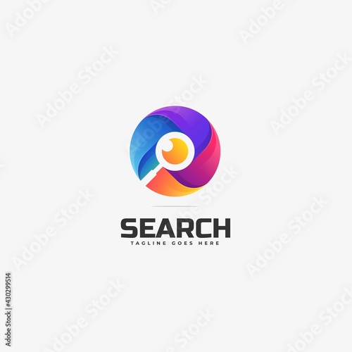 Vector Logo Illustration Search Gradient Colorful Style.