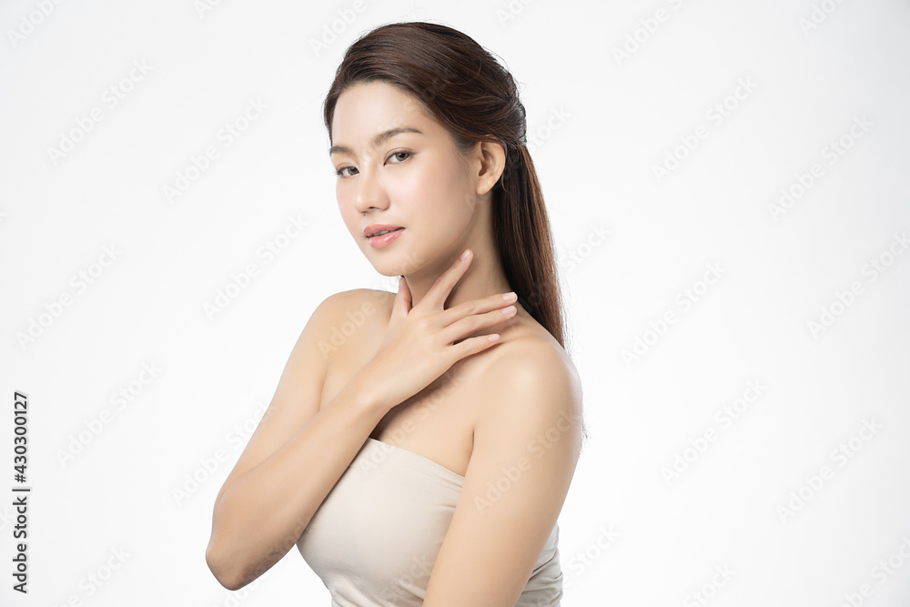 Beautiful young asian woman with clean fresh skin on white background, Face care, Facial treatment, Cosmetology, beauty and spa, Asian women portrait Beautiful young asian woman with clean fresh skin on white background, Face care, Facial treatment, Cosmetology, beauty and spa, Asian women portrait
