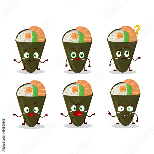 Cartoon character of temaki with what expression