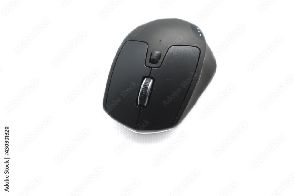black personal computer mouse with keys on white background to stand out black personal computer mouse with keys on white background to stand out