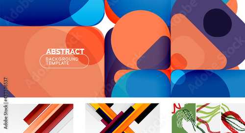 Vector abstract background set. Trendy modern geometric shapes