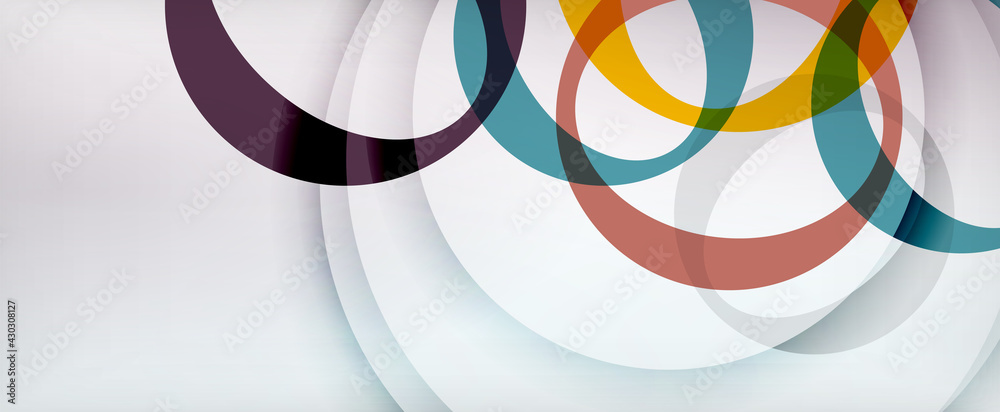 Obraz premium Ring geometric shapes, o letter repetition wallpaper. Abstract background for business or technology presentations, internet posters or web brochure covers