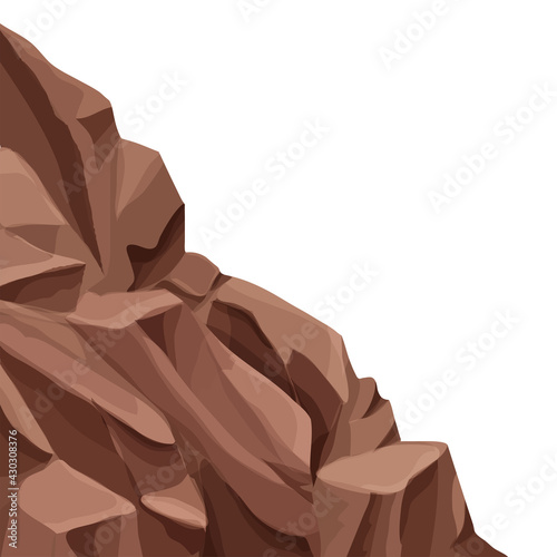 Mountain landslide with falling rocks, stones in cartoon flat style isolated on white background. Natural disaster, danger. Stock vector illustration.