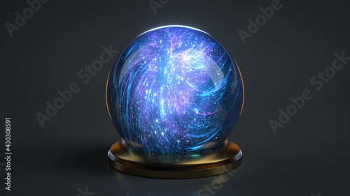 Blue crystal magic balls 3D...