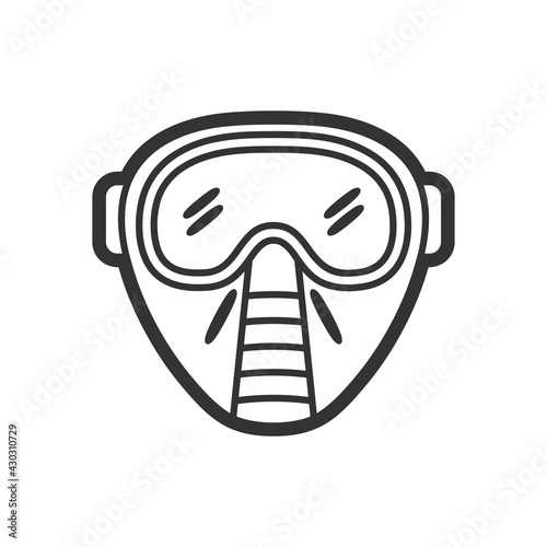 Protection facial mask, vector flat icon for paintball and airsoft