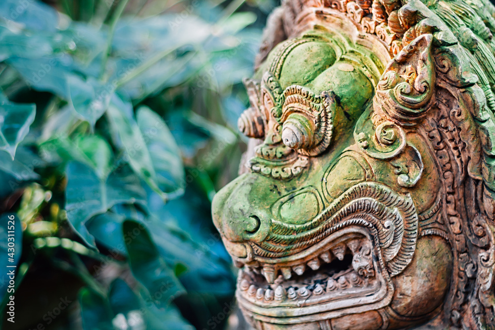 Fototapeta premium The lion statue at abbey in Chiang Mai ,Thailand