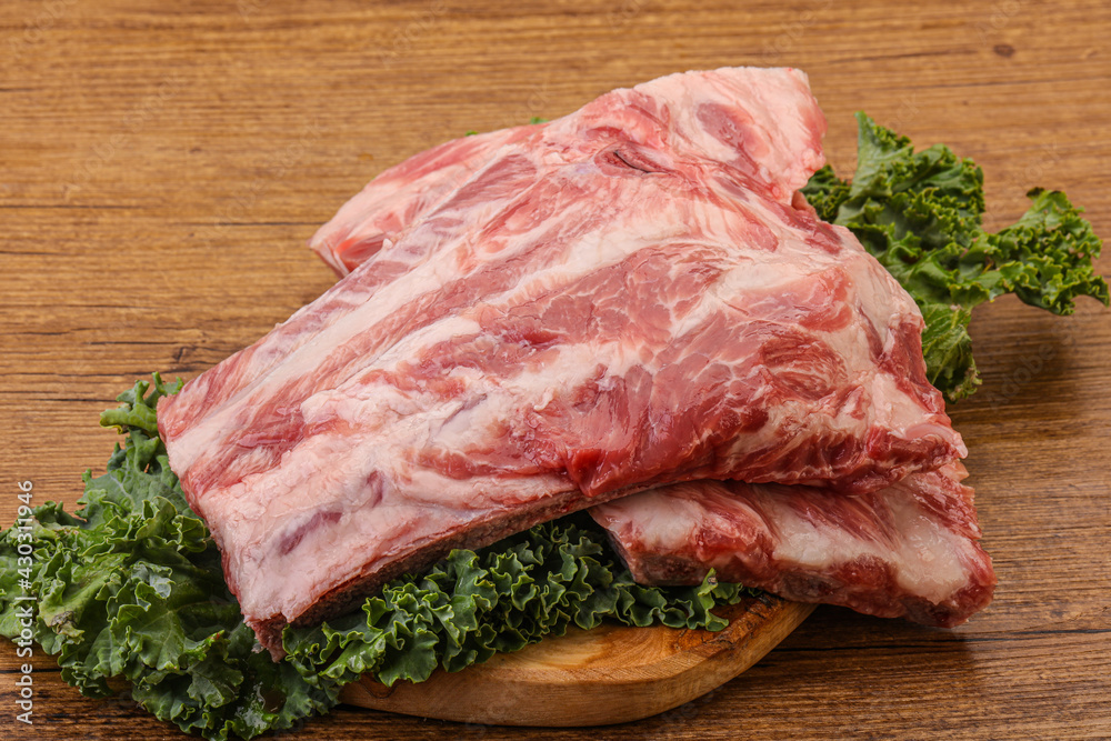 Raw pork ribs for cooking