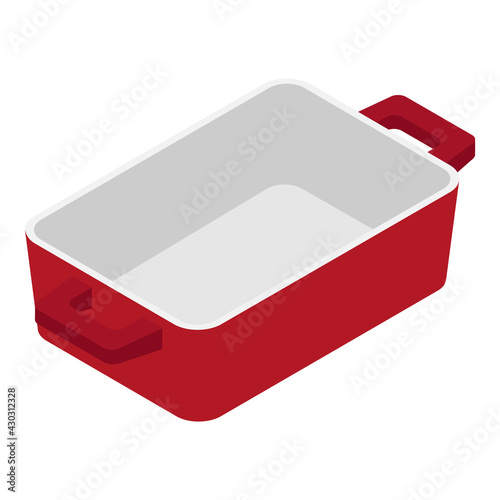 Empty baking tray isolated on white background