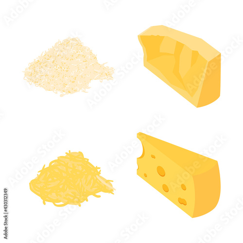 Grated cheese isolated on white background