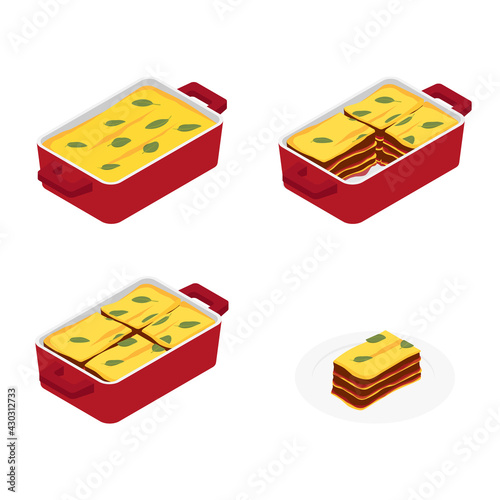 Homemade Italian lasagna served with basil