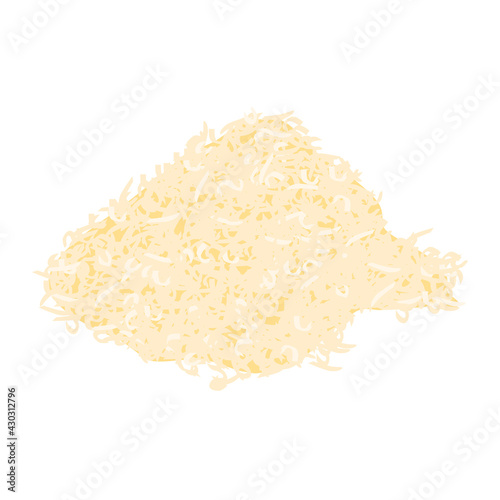 Grated parmesan cheese isolated on white background photo