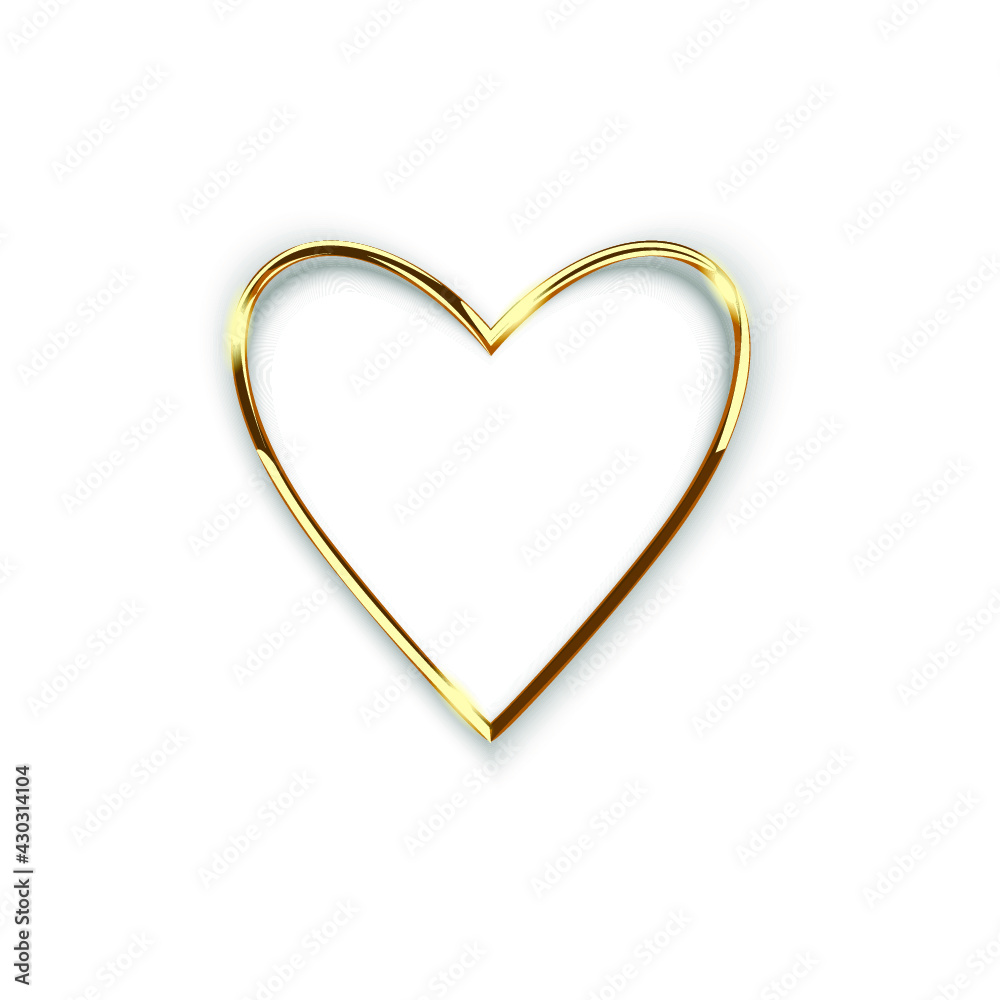 Golden heart isolated on white background Golden heart isolated on white background