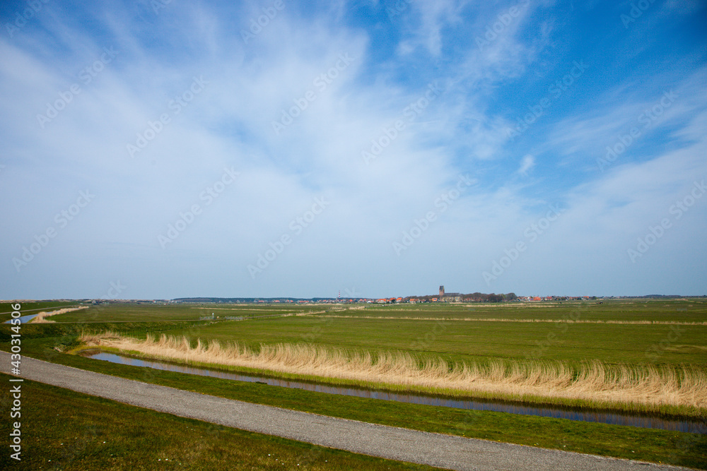 Island of Ameland (Friesland/Fryslan, The Netherlands): view towards villages