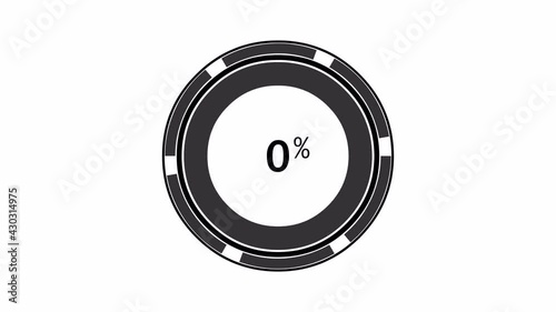 Loading circle ring on green screen, white and transparent background. Perfect animation. 0-100% - 25 fps - 4k - Alpha Channel