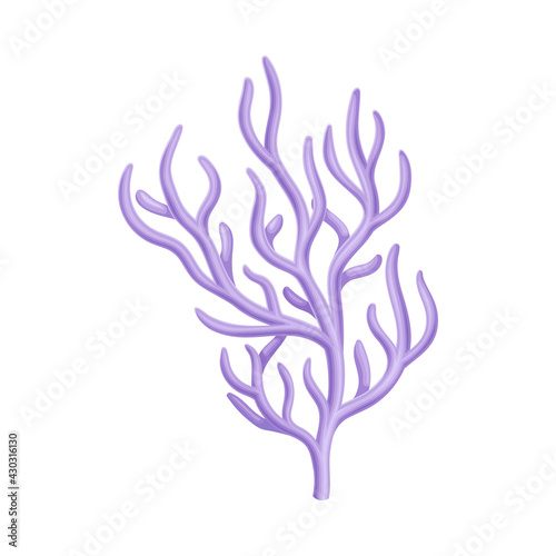 Coral as Marine Invertebrate from Ocean Bottom Vector Illustration