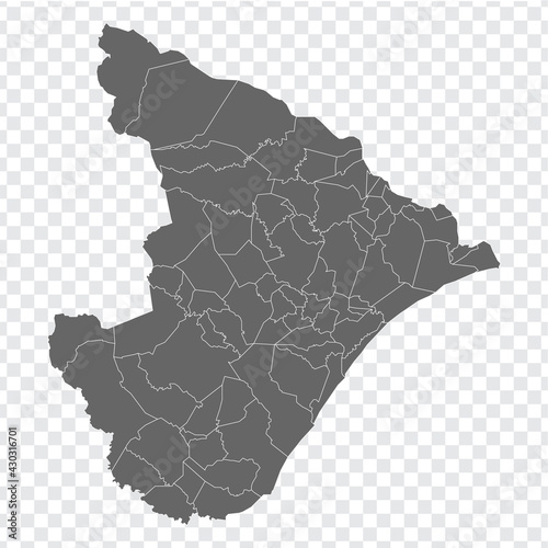 Blank map Sergipe of Brazil. High quality map Sergipe with municipalities on transparent background for your web site design, logo, app, UI.  Brazil.  EPS10. photo