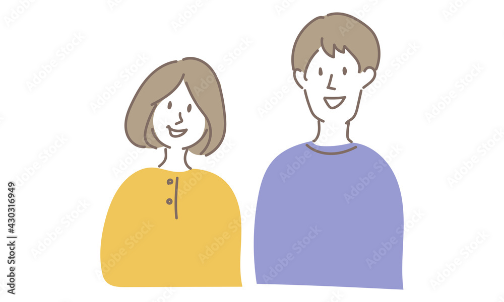 若い夫婦のシンプルなイラスト