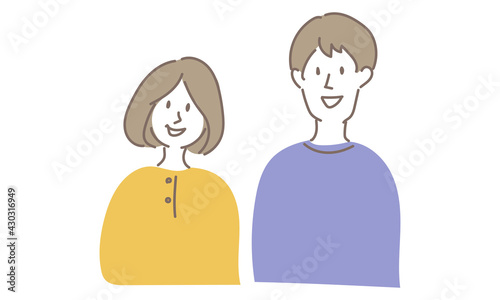 若い夫婦のシンプルなイラスト